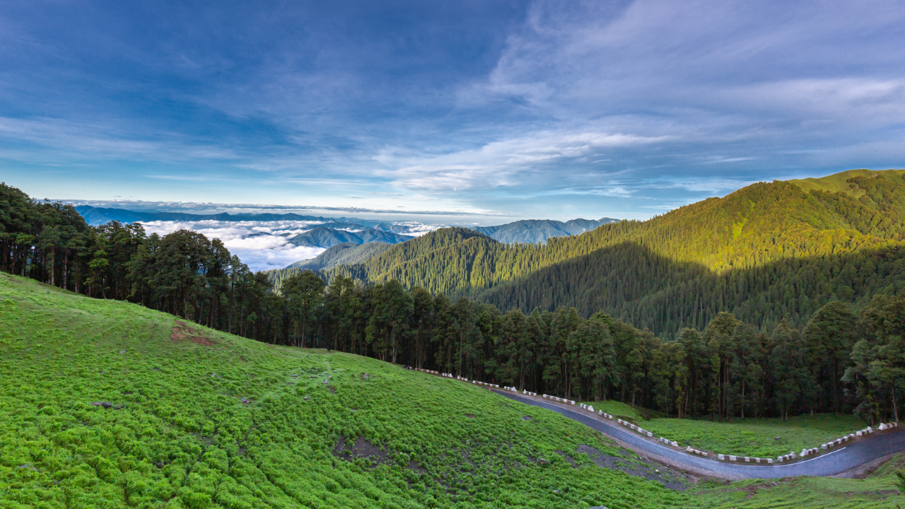 Jibhi Valley Overview with Pine Forests and Mountains