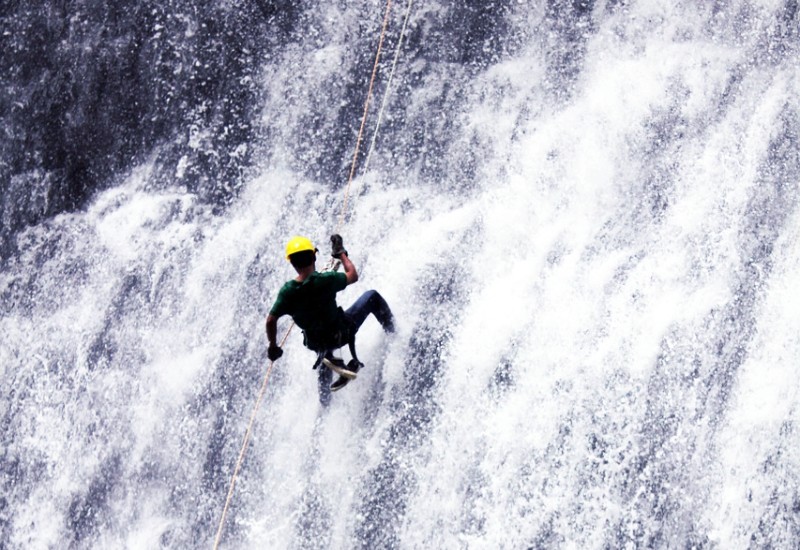 Waterfall rappelling in Shillong
