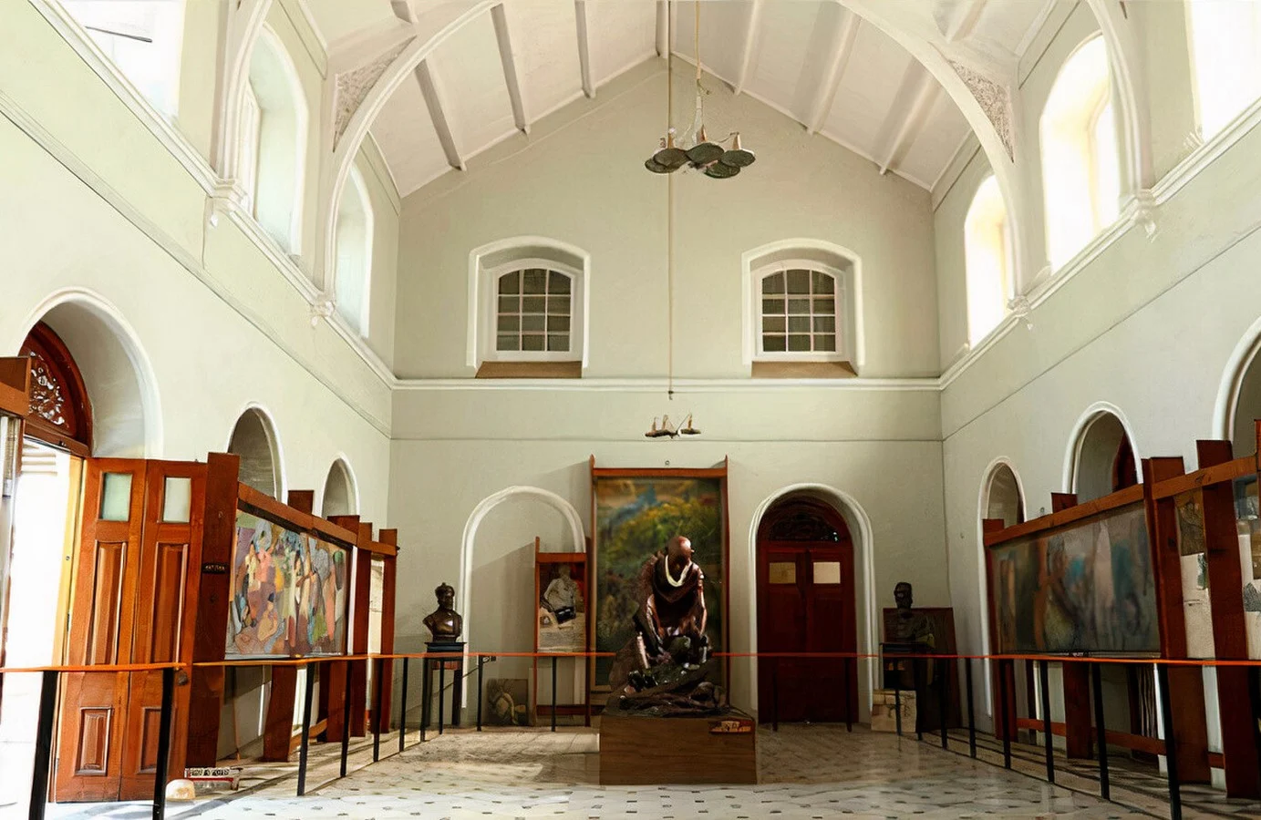 Museum gallery with freedom movement exhibits at Aga Khan Palace