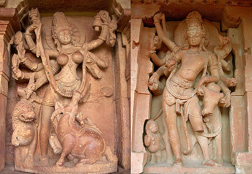 Intricate stone carvings from the Chalukya period at Aihole