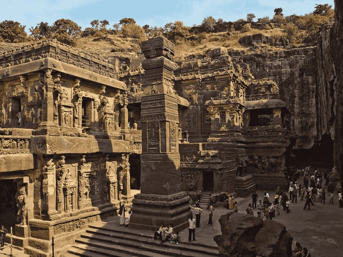 Kailasa Temple at Ellora Caves - world's largest monolithic structure