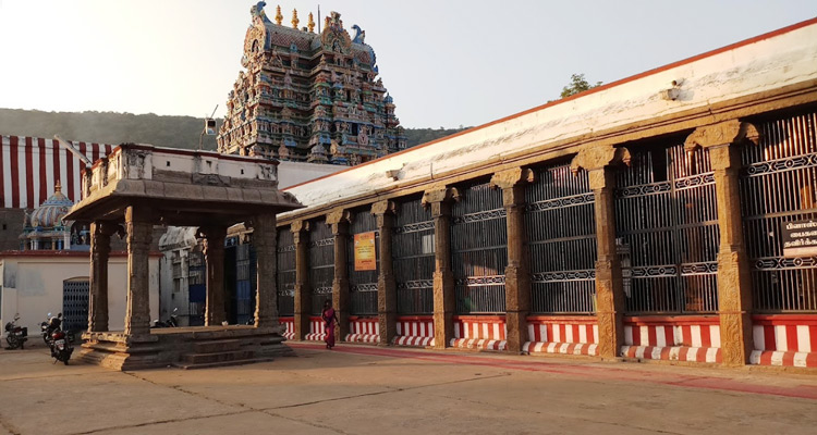Stone mandapam pillars at Alagar Koil