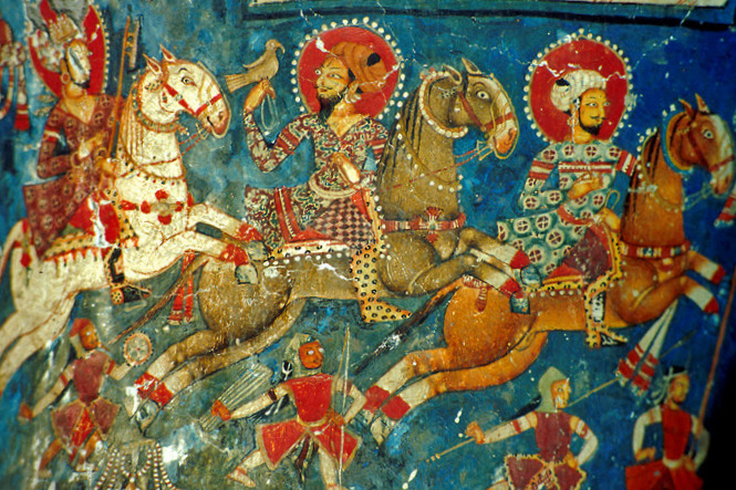 Historic wall paintings inside Alchi Monastery