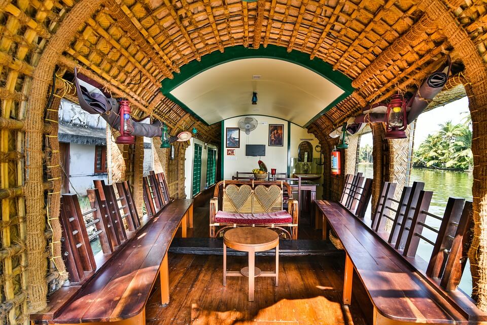 Houseboat cabin stay setup in Alleppey