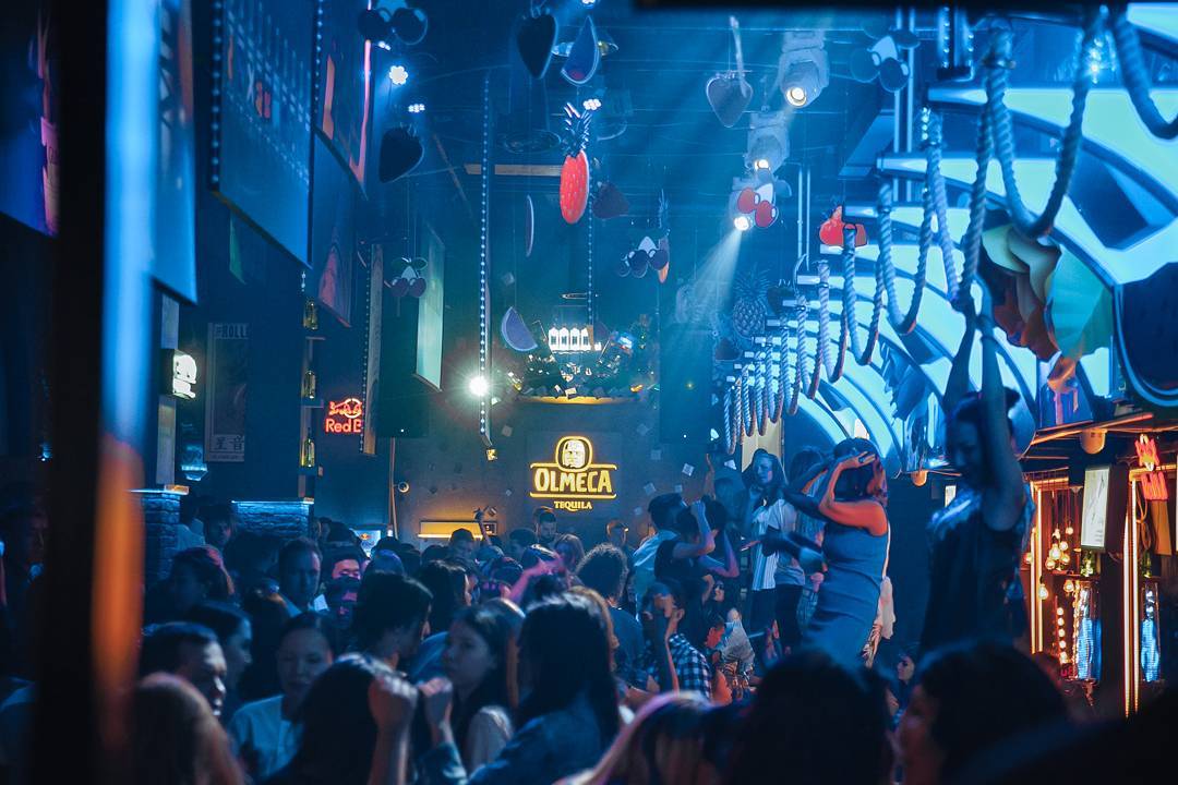 Popular bar atmosphere in Almaty