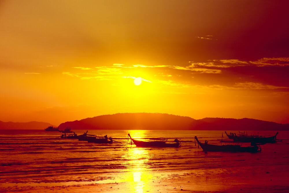 Sunset at Ao Nang Beach Krabi Thailand