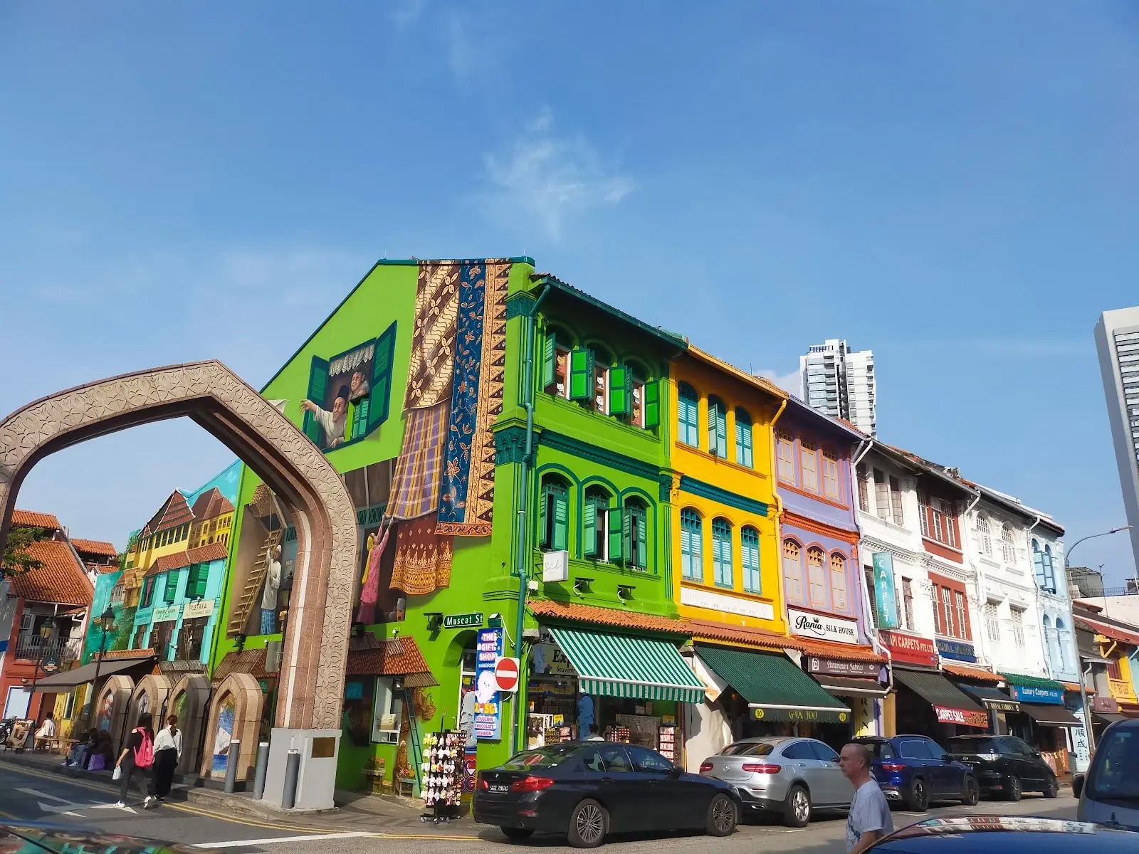 Colorful traditional shophouses along Arab Street Singapore
