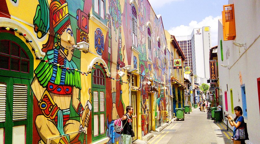 Haji Lane with colorful street art and murals