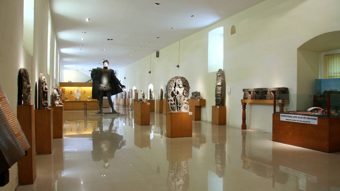 Interior of Archaeological Museum Goa displaying historical artifacts
