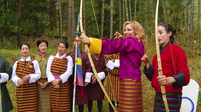 Traditional archery competition in Bhutan with local teams