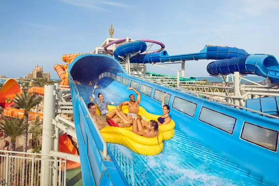 Thrilling water slides at Aquaventure Waterpark Dubai