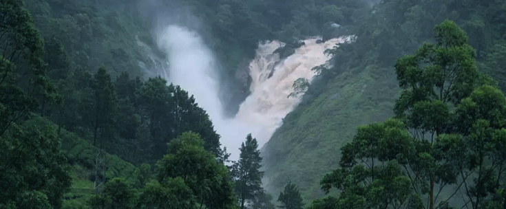 Attukad waterfalls strong monsoon flow