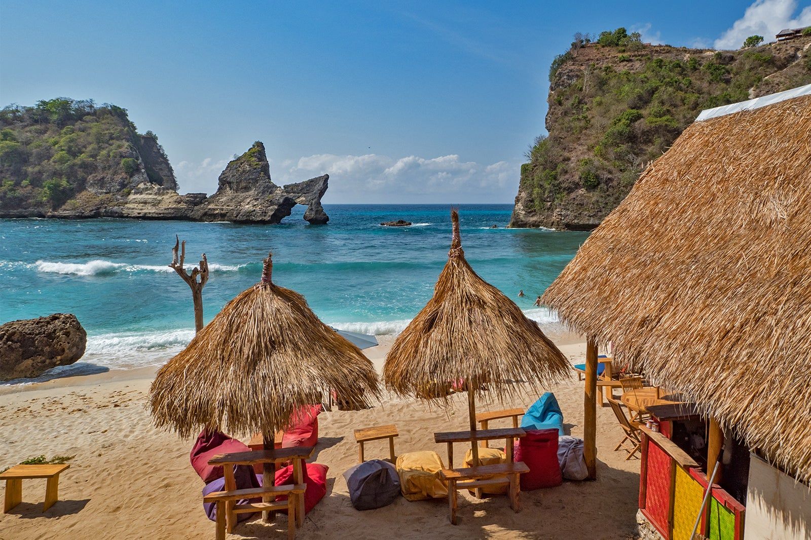 Atuh Beach Club with panoramic ocean views