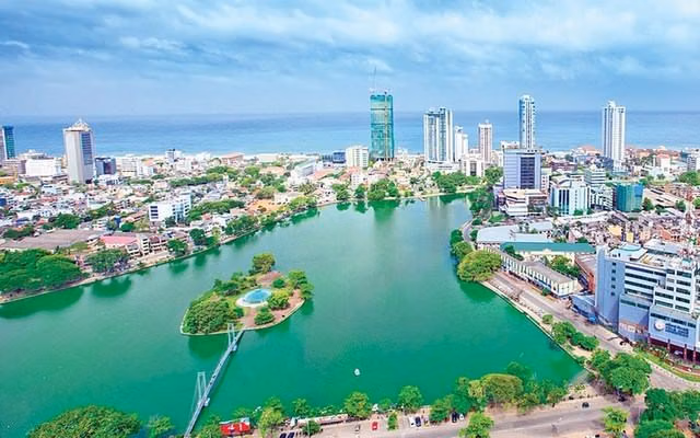 Colombo skyline seen from Beira Lake side