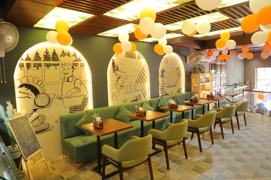 Comfortable cafe interior and seating setup in Agra