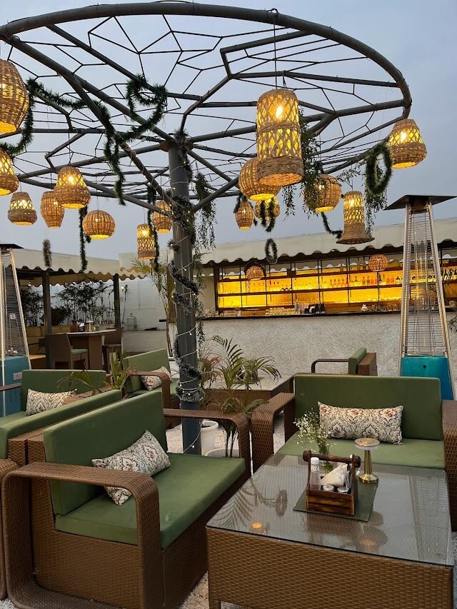Cafe seating area in Chandigarh during afternoon hours