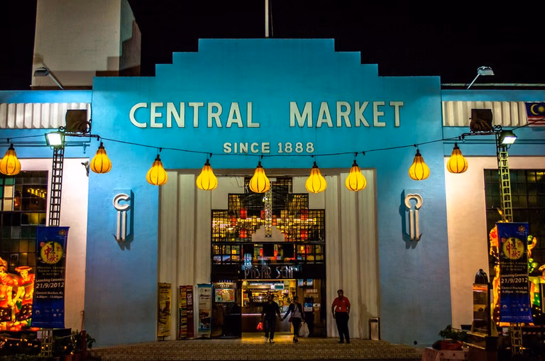 Evening view and shopping atmosphere at Central Market KL