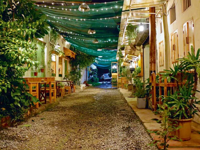 Evening atmosphere at Champa Gali with fairy lights