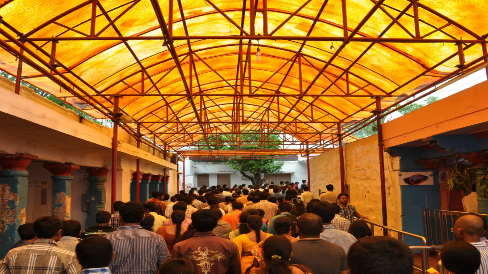 Devotees in darshan hall at Chilkur Balaji Temple