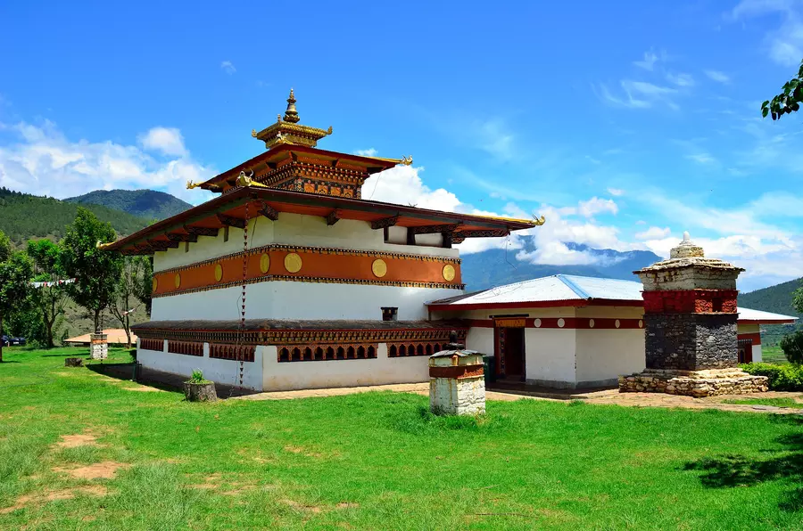 Prayer courtyard at Chimi Lhakhang