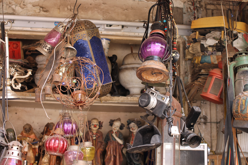 Vintage collectibles and antiques displayed at Chor Bazaar stalls