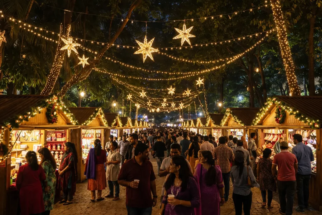 Church in Goa decorated for Christmas celebrations