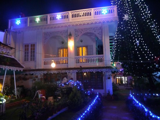 Fort Kochi promenade decorated with Christmas stars and lights