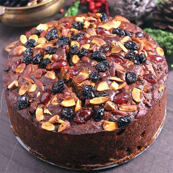 Traditional Kerala plum cake with dried fruits and spices