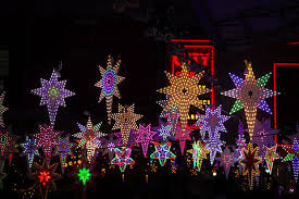 Indian Christmas market lit with festive decorations and lights