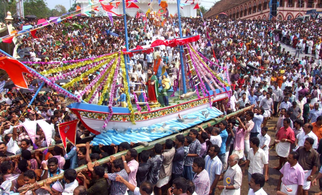 Church feast procession and community gathering in Kerala