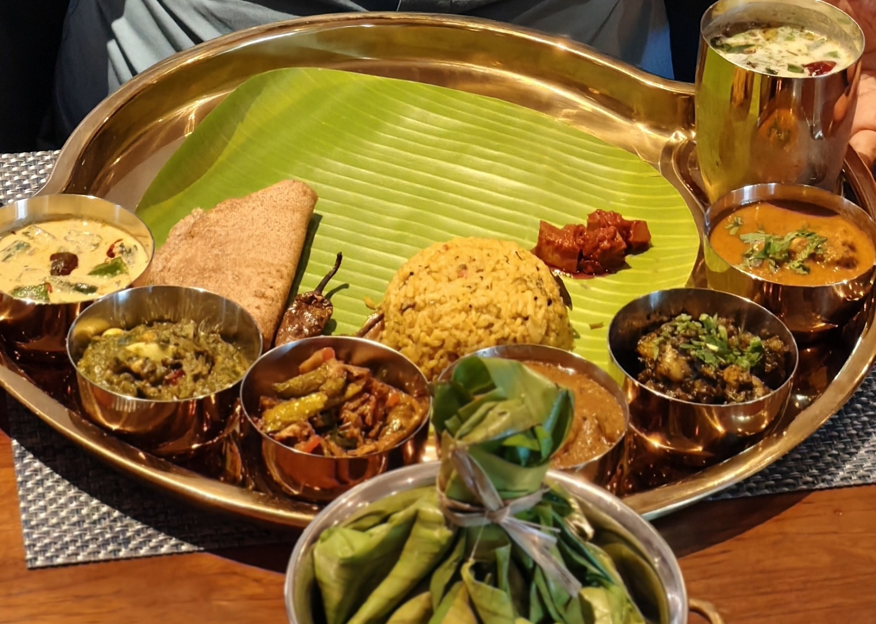 Traditional South Indian meal served in Coimbatore restaurant
