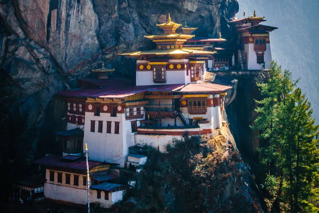 Evening atmosphere near monastery in Bhutan
