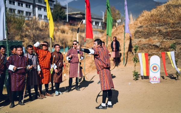 Traditional archery activity in Bhutan