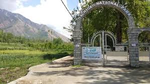 Dachigam National Park with snow-capped mountains and forested valleys