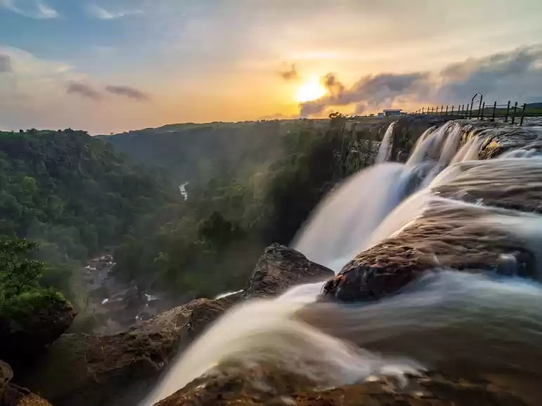 Scenic evening landscape near Dainthlen Falls Meghalaya