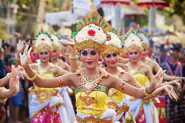 Detailed costume of Balinese classical dancer