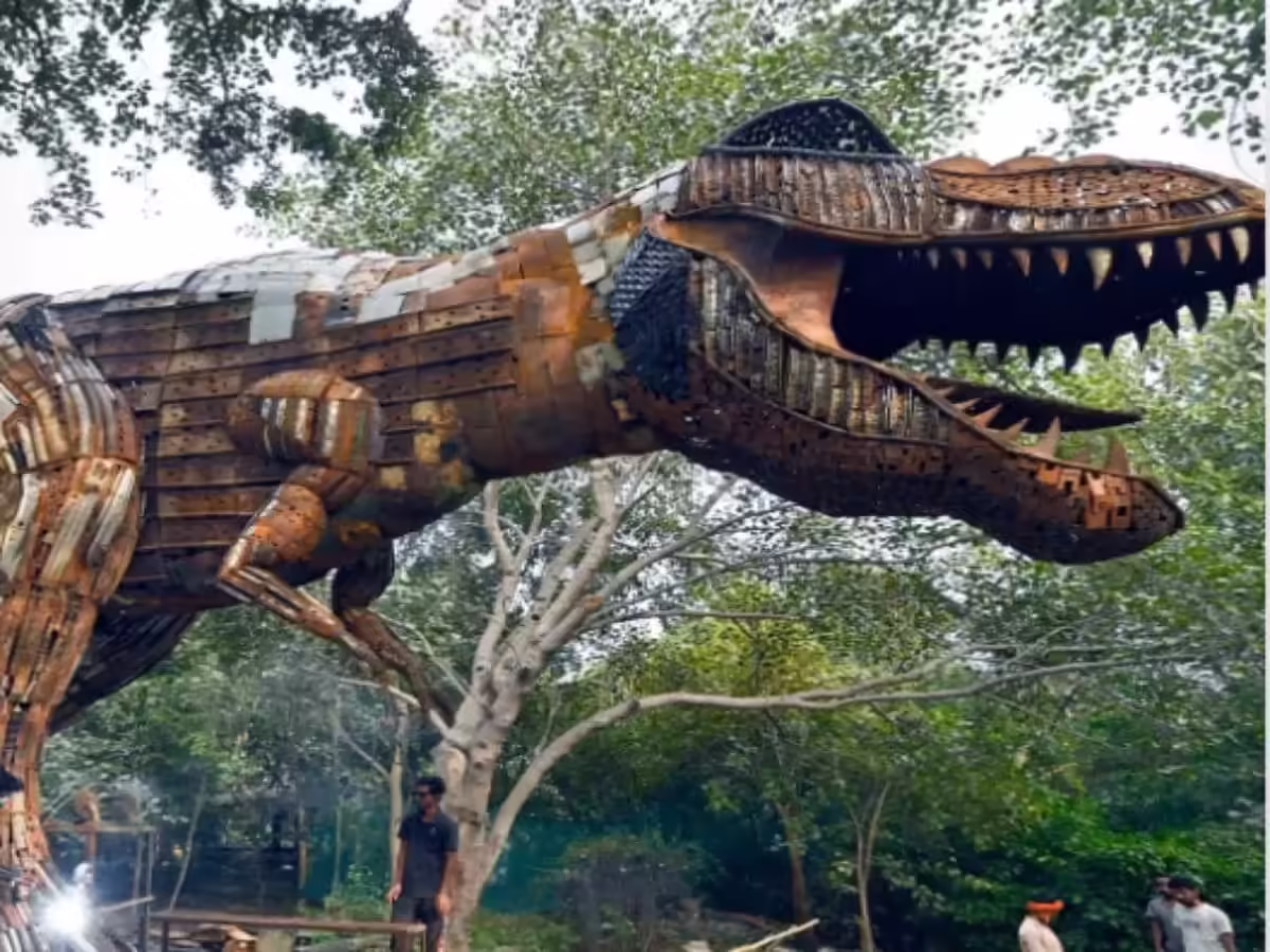 T-Rex model made from waste materials