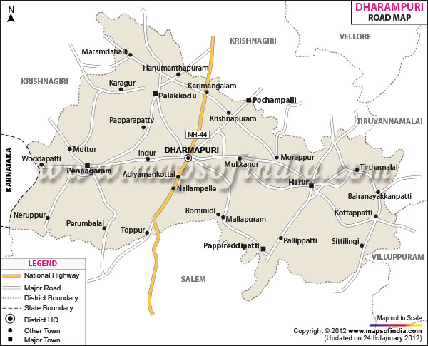 Road route from Indore to Dharampuri
