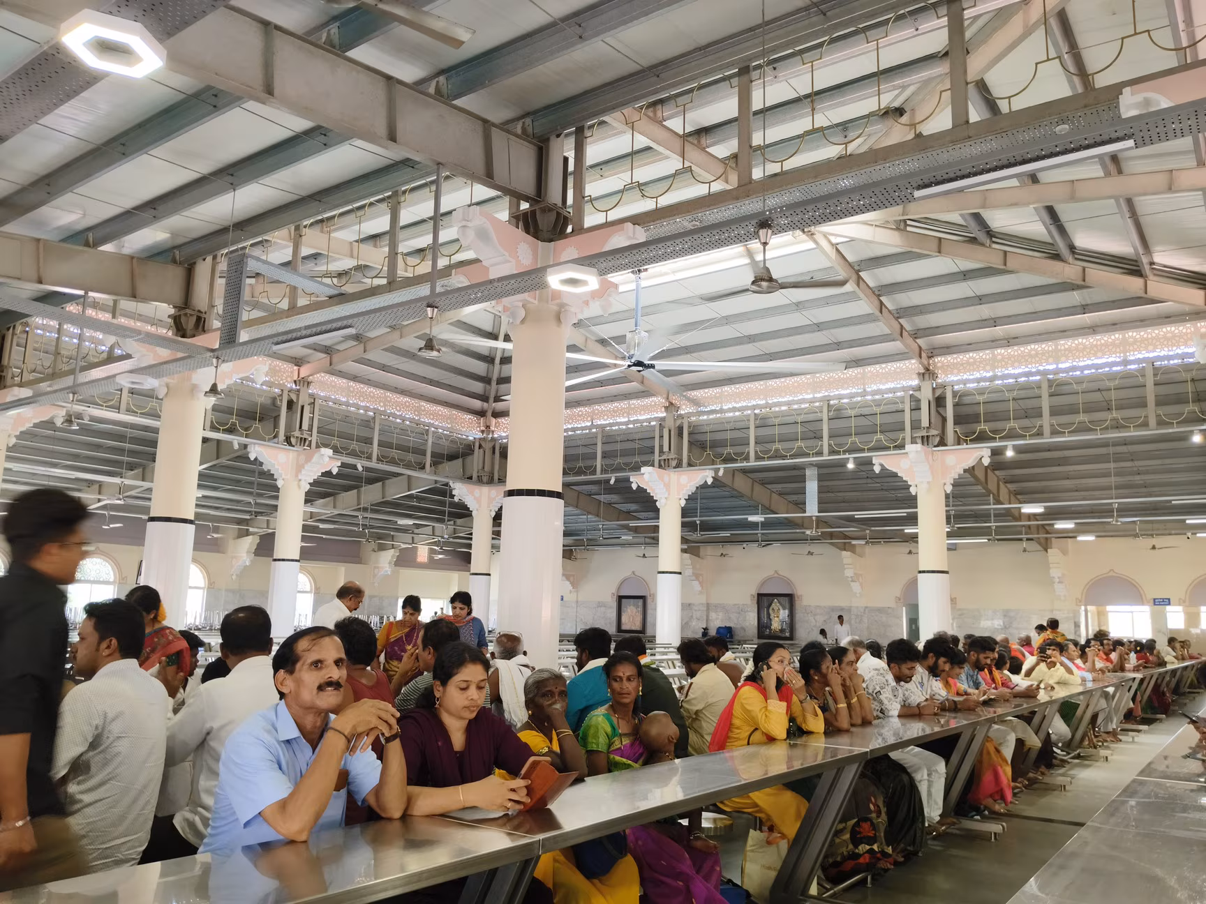 Community dining hall and anna prasada service at Dharmastala