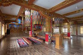 Prayer hall inside Diskit Monastery
