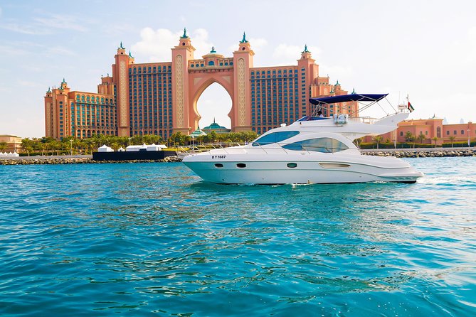 Luxury yacht cruise at Dubai Marina during sunset