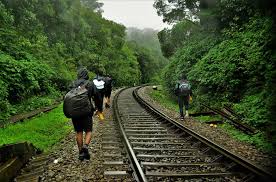 Scenic trekking route along railway tracks to Dudhsagar Waterfall