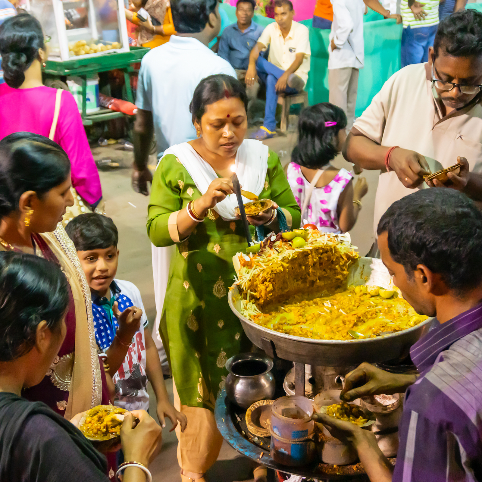 Festival food stalls during Durga Puja in Delhi