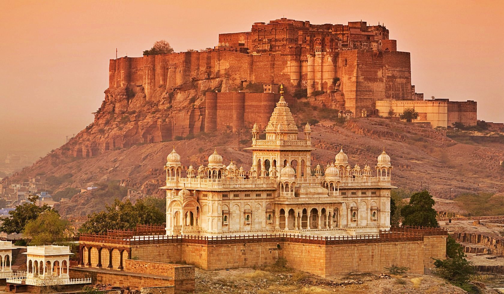 Majestic Mehrangarh Fort in Jodhpur at sunset