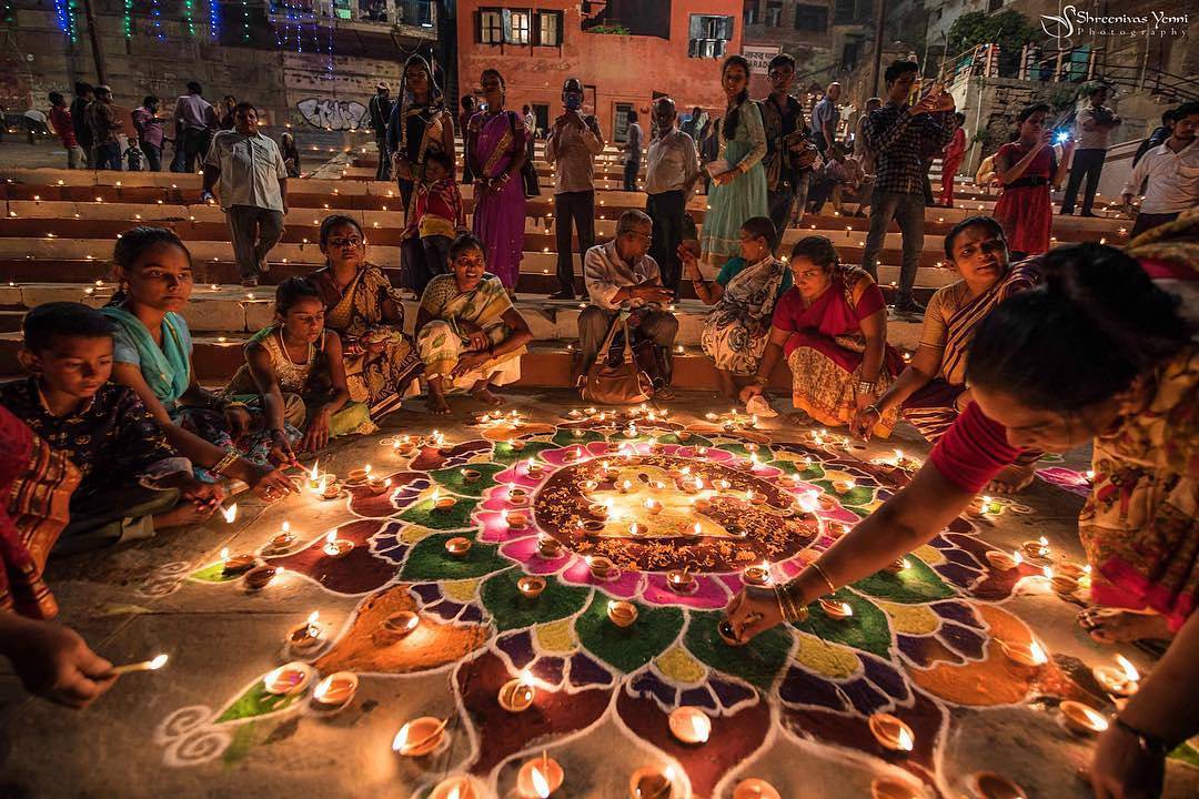Diwali festival of lights celebration with diyas