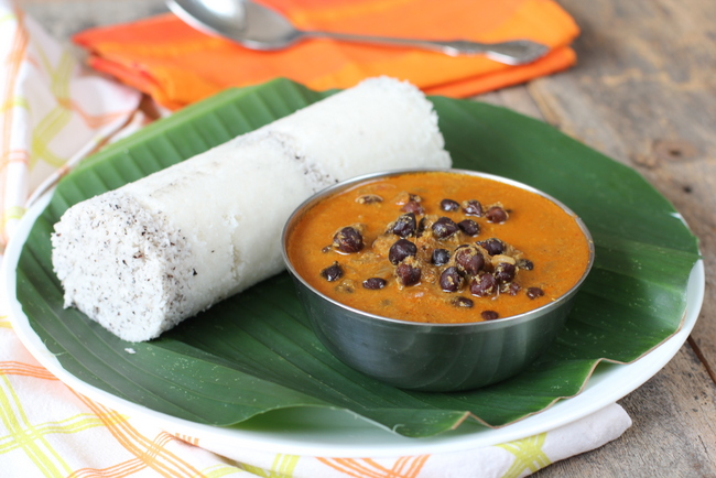 Puttu with Kadala Curry traditional Kerala breakfast
