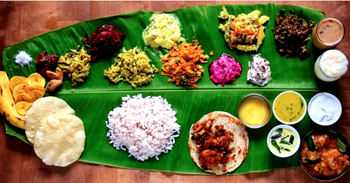 Complete Kerala Sadhya served on banana leaf