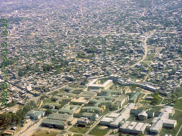Aerial view of Imphal city with surrounding hills and valleys