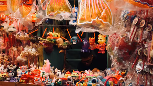 Local craft and food stalls during island festival