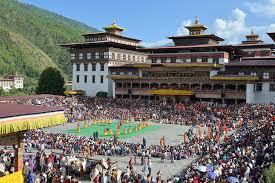 Large crowd gathered at Tashichho Dzong during Thimphu Tsechu festival